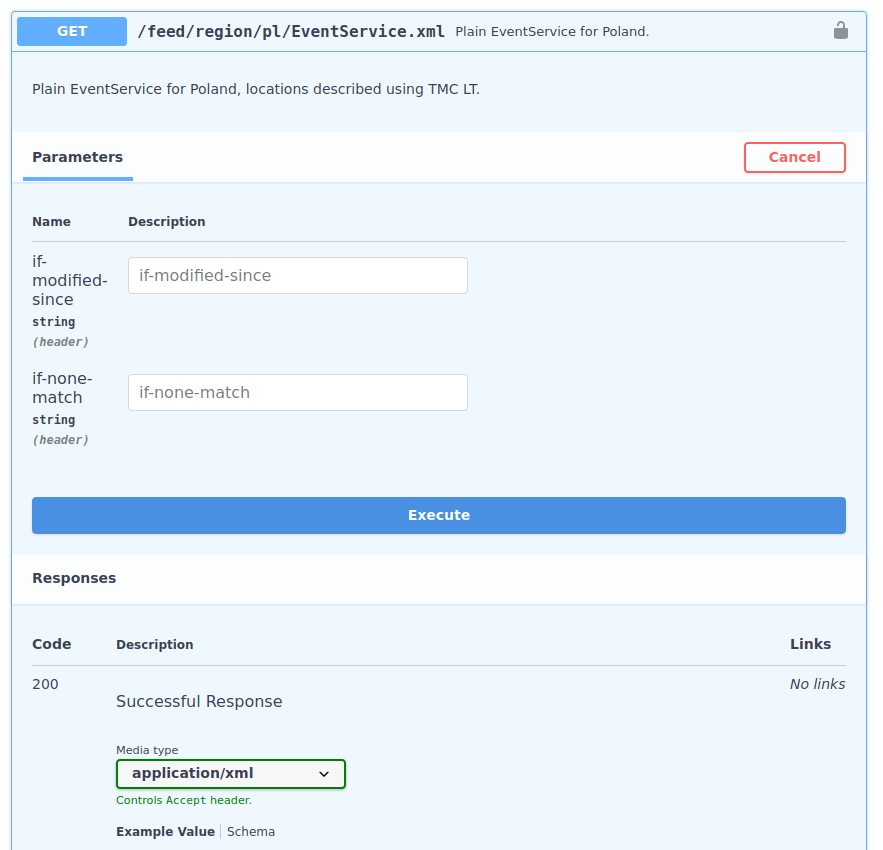 screenshot of the Swagger UI