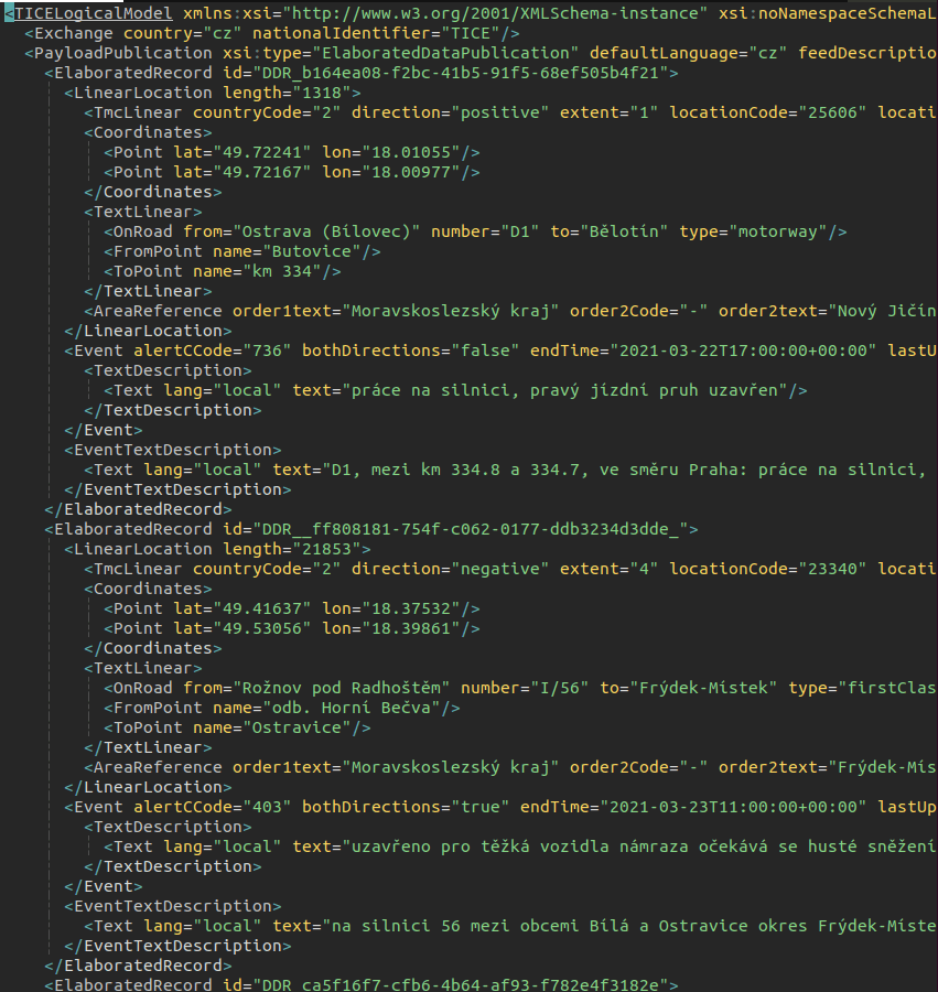 screenshot of an example .xml file